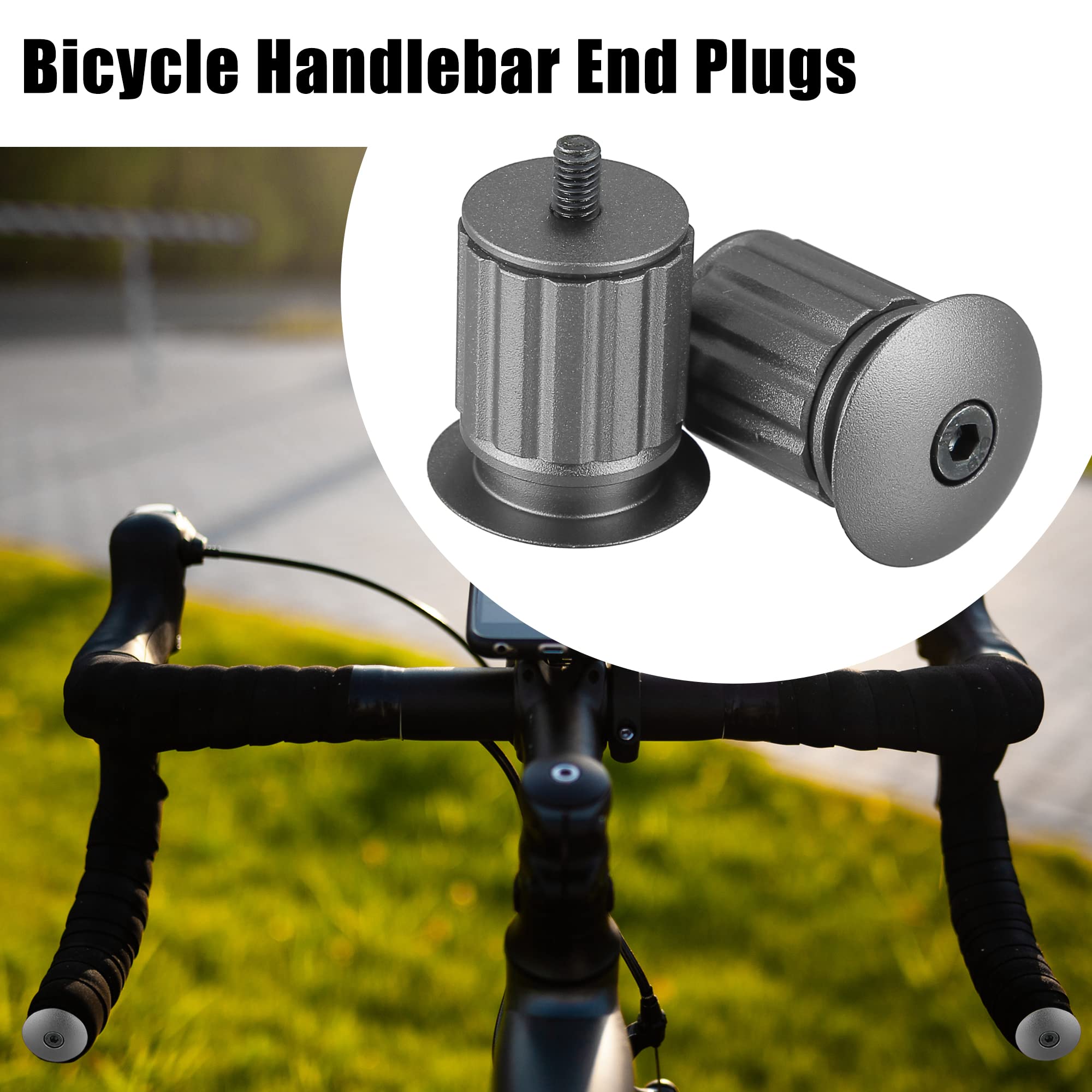 X AUTOHAUX 1 Pair Aluminum Alloy 17.5-22mm Handlebar End Plugs for Road Mountain Bicycle Adjustable Handlebar Bike Bar Ends Titanium Tone