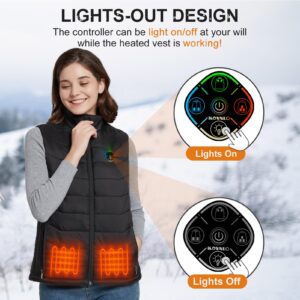 KOVNLO Womens Heated Vest, 4 in 1 Smart Controller, Lights-out Design, Lightweight Heating Vest (Battery Pack Not Included)