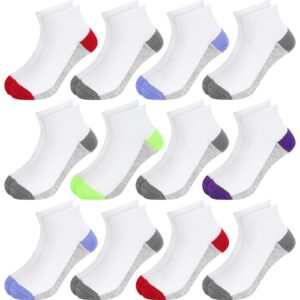 booph 12 pairs kids ankle socks boy girls half cushion socks 9-12 years multi1