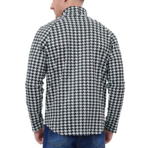 Mens Fashion T-Shirts Turtleneck Underwear Plaid Houndstooth Thermal Long Sleeve Undershirts Slim Fit Shirts White