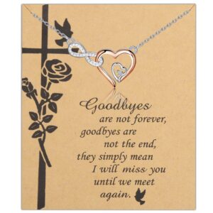 pliti memorial necklace sympathy gift goodbyes are not forever goodbyes are not the end infinity heart necklace for women (infinity heart goodbyes nec)