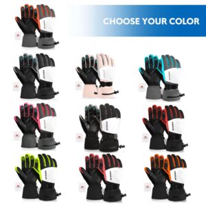 MORXPLOR Ski Snow Gloves for Men Women,3M Thinsulate Insulated Warm Winter Snowboard Gloves,Waterproof Windproof Winter Touchscreen Snowmobile Gloves for Cold Weather