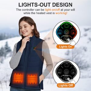 KOVNLO Womens Heated Vest, 4 in 1 Smart Controller, Lights-out Design, Lightweight Heating Vest (Battery Pack Not Included)