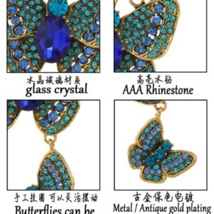 ulricar Crystal Rhinestone Butterfly Brooches For Women Pretty 3 Butterfly Insects Party Casual Brooch Lapel Pins Elegant Dress Accessories Wedding Christmas Birthday Jewelry Gift,Blue