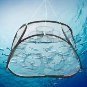 Folded Fishing Trap, Foldable Fish Minnow Crab Crayfish Crawdad Shrimp Net Trap Cast Net Dip Cage Collapsible Easy Use Fishing Accessories(9驴脳), Fishing Tools Net Folding Hand Throw Catch Fish Tra