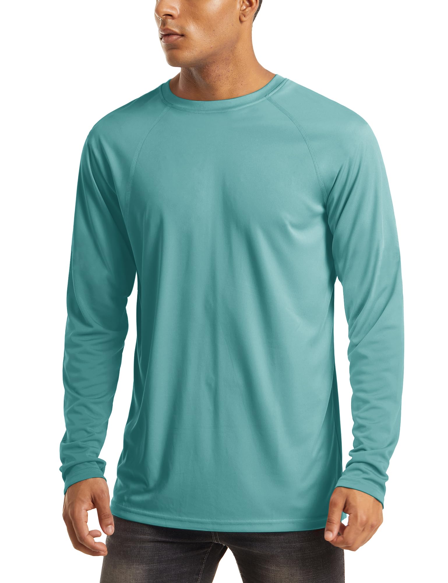 Hiking Shirts for Men Long Sleeve Running Shirts Quick Dry Shirts for Men Baselayer Shirt Men Performance Sun Tshirt Rash Guard for Men Beach Shirts Grey Green