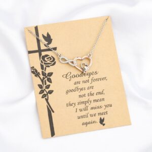 PLITI Memorial Necklace Sympathy Gift Goodbyes Are Not Forever Goodbyes Are Not The End Infinity Heart Necklace for Women (Infinity Heart Goodbyes nec)