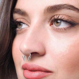 Long Spike Nose Septum Rings Surgical Steel Horseshoe Hoop Septum Rings Lip Labret Ring Tragus Ear Daith Piercing Rings