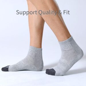 FITRELL 6 Pack Athletic Ankle Socks for Women and Men Cushioned Sports Running Socks, Shoe Size 7-9, Grey