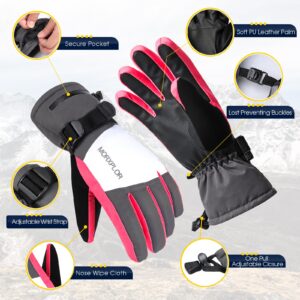 MORXPLOR Ski Snow Gloves for Men Women,3M Thinsulate Insulated Warm Winter Snowboard Gloves,Waterproof Windproof Winter Touchscreen Snowmobile Gloves for Cold Weather