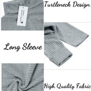 TURETRENDY Men's Stretch Muscle Tshirts Turtleneck Long Sleeve Knit Tees Casual Slim Fit Basic Shirt Tops Gray S