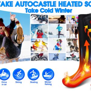 7.4V Heated Socks,Rechargeable Electric Heated Socks Camping Foot Warmer Winter Warm Socks for Men Women-Battery Heat Thick Cotton Thermal Hot Heat Sock for Outdoor Cycling Skiing Hiking,3Heat,Black L