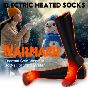 7.4V Heated Socks,Rechargeable Electric Heated Socks Camping Foot Warmer Winter Warm Socks for Men Women-Battery Heat Thick Cotton Thermal Hot Heat Sock for Outdoor Cycling Skiing Hiking,3Heat,Black L