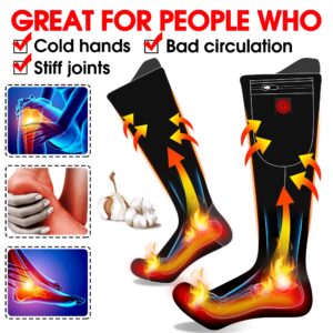 7.4V Heated Socks,Rechargeable Electric Heated Socks Camping Foot Warmer Winter Warm Socks for Men Women-Battery Heat Thick Cotton Thermal Hot Heat Sock for Outdoor Cycling Skiing Hiking,3Heat,Black L