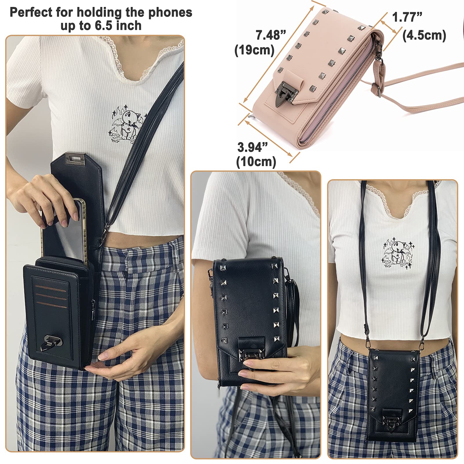 Eslcorri Small Crossbody Bags for Women Trendy - Vegan Crossbody Purse Wide Strap Ladies Shoulder Handbags Multi Zipper Pockets Wallet for Summer Travel Shopping