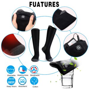 7.4V Heated Socks,Rechargeable Electric Heated Socks Camping Foot Warmer Winter Warm Socks for Men Women-Battery Heat Thick Cotton Thermal Hot Heat Sock for Outdoor Cycling Skiing Hiking,3Heat,Black L