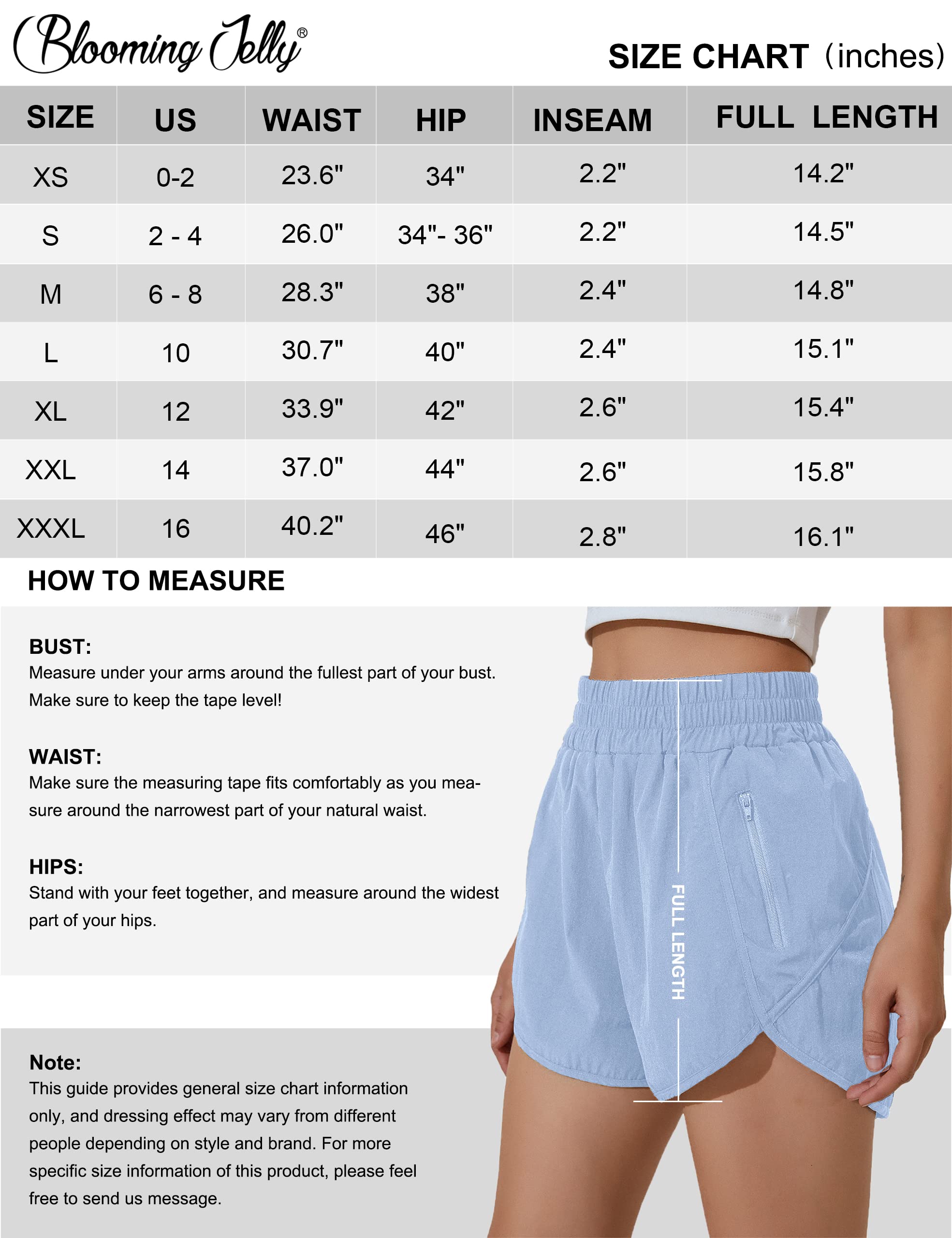 Blooming Jelly Womens High Waisted Running Shorts Athletic Workout Shorts Quick Dry Pants with Zipper Pocket(Small,Sky Blue)