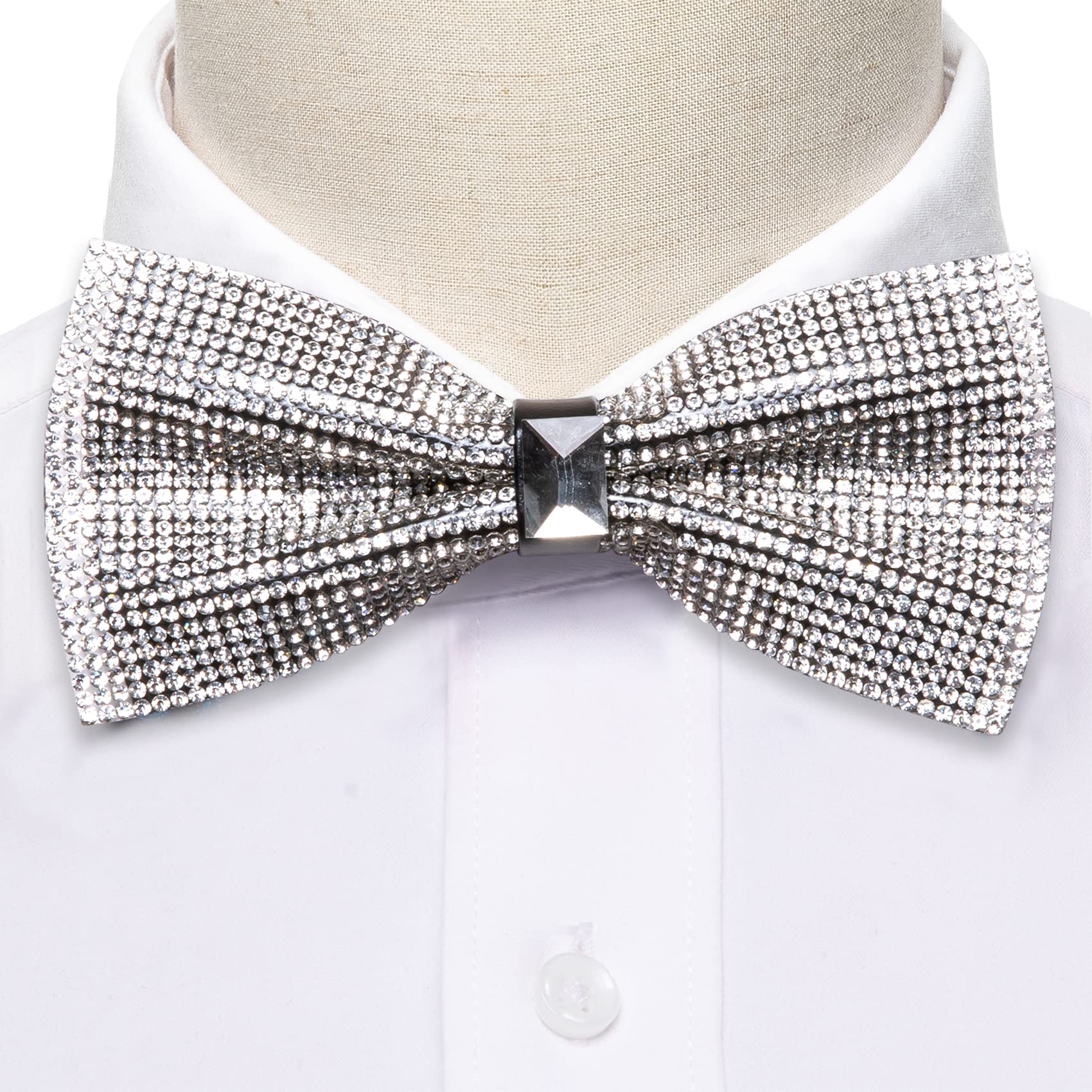 YOHOWA Bowties for Men Rhinestone Sequin Diamond Pre Tied with Adjustable Length for Party Wedding Banquet Gift