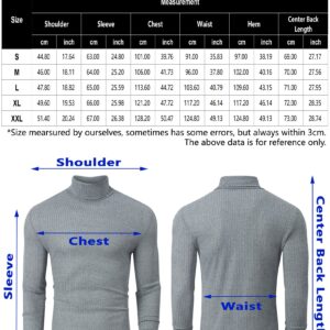 TURETRENDY Men's Stretch Muscle Tshirts Turtleneck Long Sleeve Knit Tees Casual Slim Fit Basic Shirt Tops Gray S