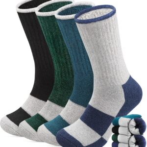 Yeblues 4 Pairs Merino Wool Socks Mens - Thick Thermal Winter Heavyweight Boot Socks Super Soft Warm Hiking Socks (Size 6-11)