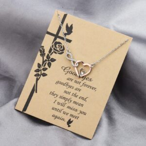 PLITI Memorial Necklace Sympathy Gift Goodbyes Are Not Forever Goodbyes Are Not The End Infinity Heart Necklace for Women (Infinity Heart Goodbyes nec)