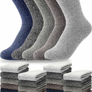 JaGely 20 Pairs Women Knit Wool Socks Bulk Thick Warm Winter Socks Crew Socks Gifts Women Athletic Socks Hiking Socks Soft Casual Socks