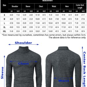 TURETRENDY Men's Stretch Muscle Tshirts Turtleneck Long Sleeve Knit Tees Casual Slim Fit Basic Shirt Tops Dark Gray M