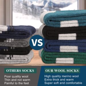 Yeblues 4 Pairs Merino Wool Socks Mens - Thick Thermal Winter Heavyweight Boot Socks Super Soft Warm Hiking Socks (Size 6-11)