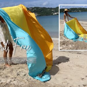 BINDLE Eco-Beach Blanket 84"x80" Large, Recycled Lightweight Material, Sand Free Water Resistant Sandproof, Oversized Portable Picnic Mat for Outdoors Camping Travel, Beach Vibes