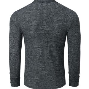 TURETRENDY Men's Stretch Muscle Tshirts Turtleneck Long Sleeve Knit Tees Casual Slim Fit Basic Shirt Tops Dark Gray M