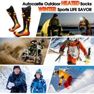 7.4V Heated Socks,Rechargeable Electric Heated Socks Camping Foot Warmer Winter Warm Socks for Men Women-Battery Heat Thick Cotton Thermal Hot Heat Sock for Outdoor Cycling Skiing Hiking,3Heat,Black L