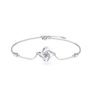 stargems® 0.5ct moissanite 925 silver platinum plated zirconia adjustable clover bracelet b4695