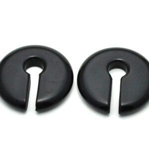 Pair of Black Obsidian Round/Flat Keyhole Ear Weights (STN-687) fits sizes 1/2" (12mm) and up