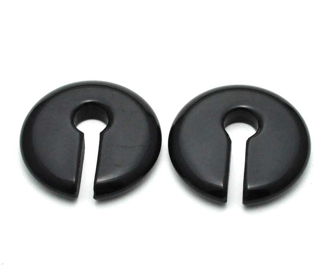 Pair of Black Obsidian Round/Flat Keyhole Ear Weights (STN-687) fits sizes 1/2" (12mm) and up