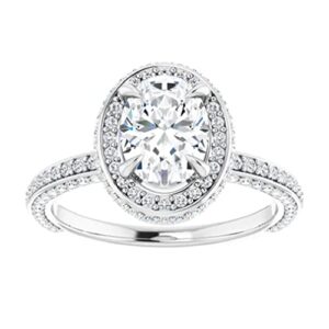 JEWELERYIUM 1 CT Moissanite Oval Engagement Ring, Wedding Bridal Ring in Sterling Silver, Colorless Moissanite, VVS1 Clarity, Sizes 4 to 11, Prong Set for Her (9)