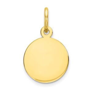 auriga fine jewelry 10k yellow gold plain .013 gauge circular engravable disc charm and pendant gift for women