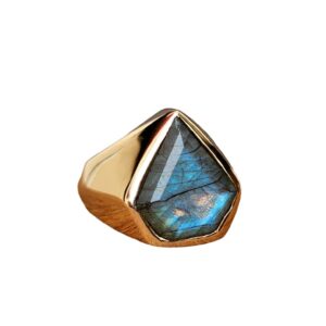 Diamond Cut Labradorite Ring 925 Solid Sterling Silver, Copper Ring, Gift Ring, Handmade Boho Gemstone Ring, Mens Ring, Women Signet Ring (Sterling Silver, 7.5)