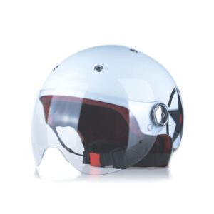 Electric Motorcycle Half Helmet 3/4 Lightweight Adult Vantage Helmet with Visor Men's Women's Summer Cute Scooter Light Moped Helmet, Light Breathable Quick Buckle, DOT Certified -E-S