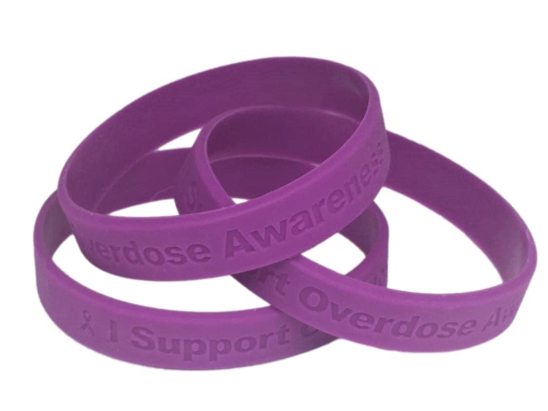 25 - I Support Overdose Awareness" Bracelets 100% Medical Grade Silicone - Latex and Toxin Free - 25 Bracelets - Show Your Support For Overdose Awareness