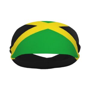 Men and Women Headbands Jamaican Flag Black Sweatbands Exercise Elastic Sweat Workout Headbands for Running, Cross Training, Yoga, Bike