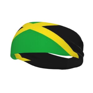 Men and Women Headbands Jamaican Flag Black Sweatbands Exercise Elastic Sweat Workout Headbands for Running, Cross Training, Yoga, Bike