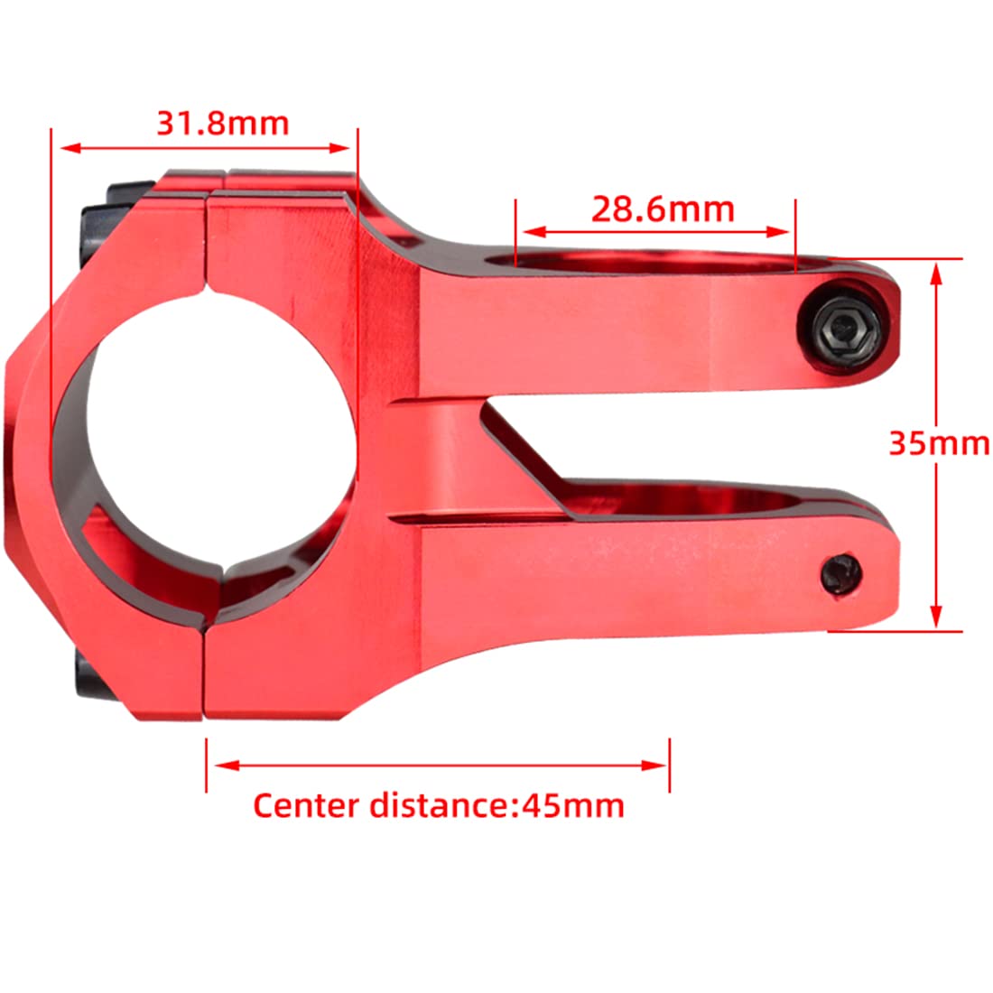 MTB Stem 31.8 45mm Mountain Bike Stem 0 Degree Short Handlebar Stem MTB Head Stem for Most Bicycle, Road Bike, BMX, Fixie Gear, Cycling Red