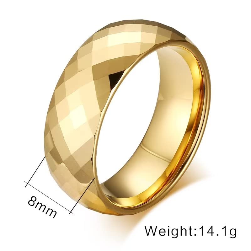 Minimalist Filled Rings Stacking Rings Tungsten Steel Multi-Faceted Wedding Band High Polish Plain Rings Plain Statement Band for Women Girls (Width and Color Optional)