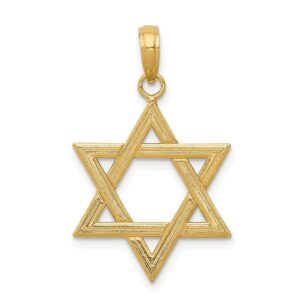 diamond2deal 14k yellow gold star of david pendant 26mm l-