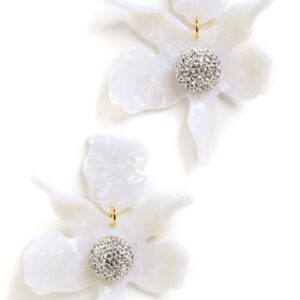 Lele Sadoughi Women's Crystal Lily Earrings, Mother of Pearl, Off White, White, One Size