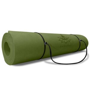 hatha yoga thick tpe yoga mat 72"x 27"x1/3 inch non slip eco friendly exercise mat for yoga pilates & floor workouts (green)