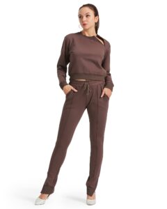 asoran 2 piece tracksuit for women, jogging outfits with collar zip, women’s long sleeve sweatshirts lounge pants with zip