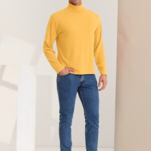 Lars Amadeus Men's Yellow Turtleneck Shirts Slim Fit Lightweight T Shirts Mock Basic Pullovers Medium