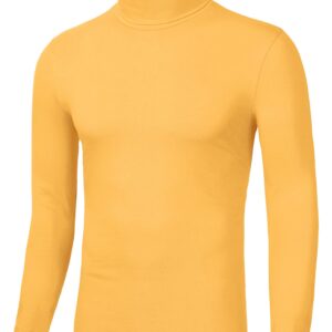 Lars Amadeus Men's Yellow Turtleneck Shirts Slim Fit Lightweight T Shirts Mock Basic Pullovers Medium