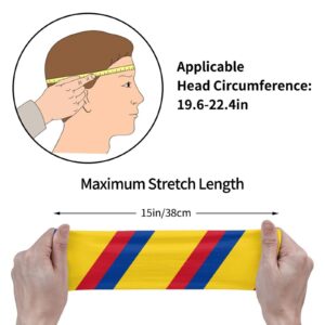 Men Women Sweatband Breatheable Durable Sweat Workout Headbands for Basketball, Yoga, Football, Non-Slip Wristband Colorful Colombian Flag Headbands